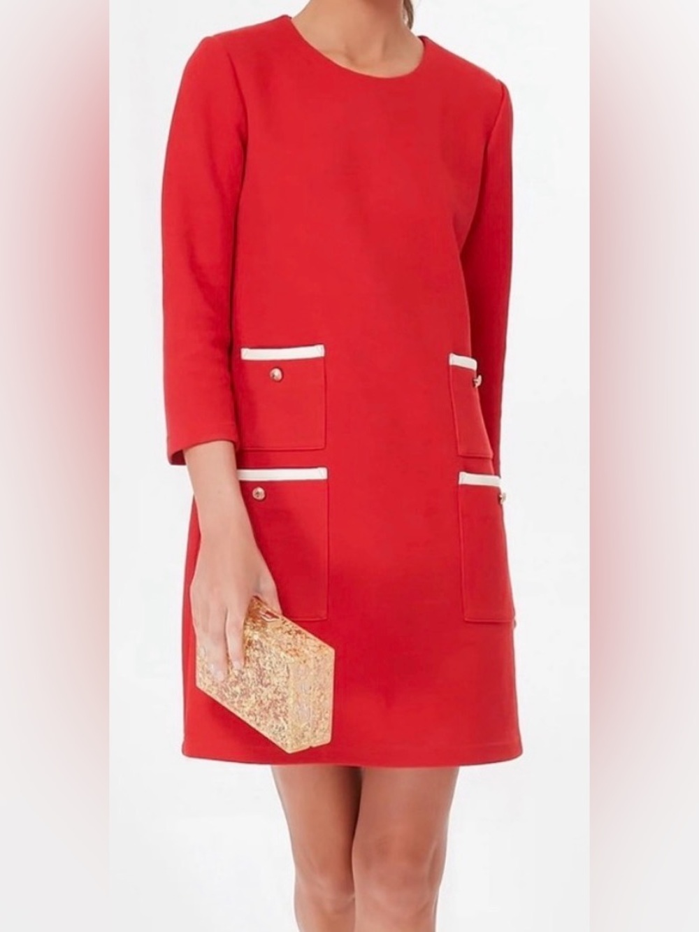 Tuckernuck Red / white Pocket Shift Dress - Women's Elegant Sheath. XL